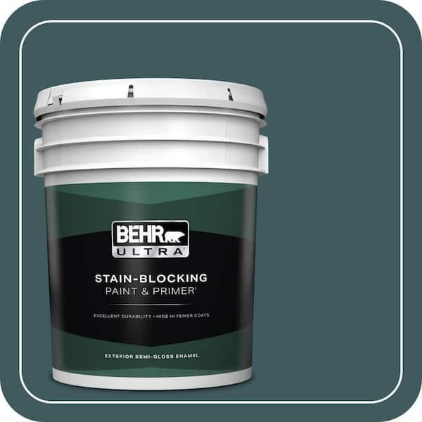 BEHR ULTRA 5 gal. #510F-7 Teal Forest Semi-Gloss Enamel Exterior Paint & Primer