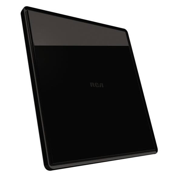 RCA Large Amplified Digital Flat Multi-Directional Indoor Antenna in Gloss Black