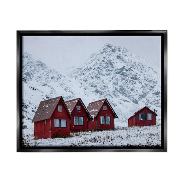 Stupell Industries Snowy Mountain Shacks by Daniel Sproul 1-Piece Floater Frame Graphic Print Nature Poster Art Print 21 in. x 17 in.