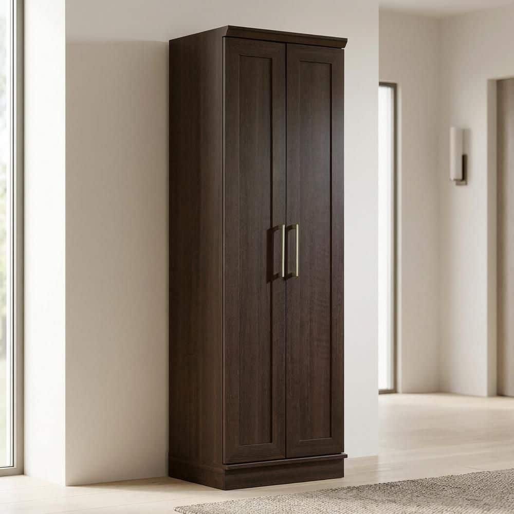 Dakota Oak 71 in. Tall Storage Cabinet with Adjustable Shelves, Contemporary Style