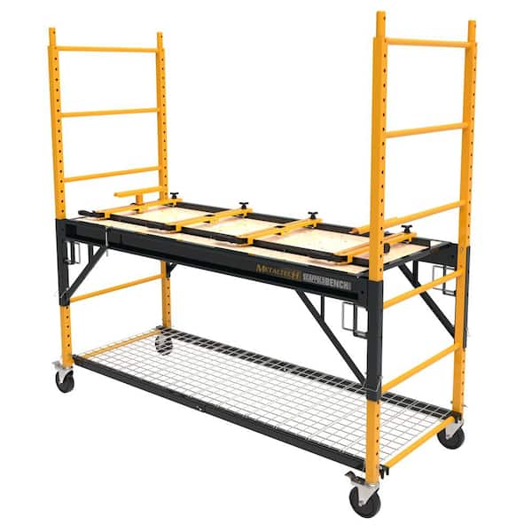 MetalTech 6.25 ft. H x. 6.2 ft. W x 2.5 ft. D Heavy Duty 4-in-1 Baker Style Rolling Scaffold Workbench, 1100 lbs. Load Capacity