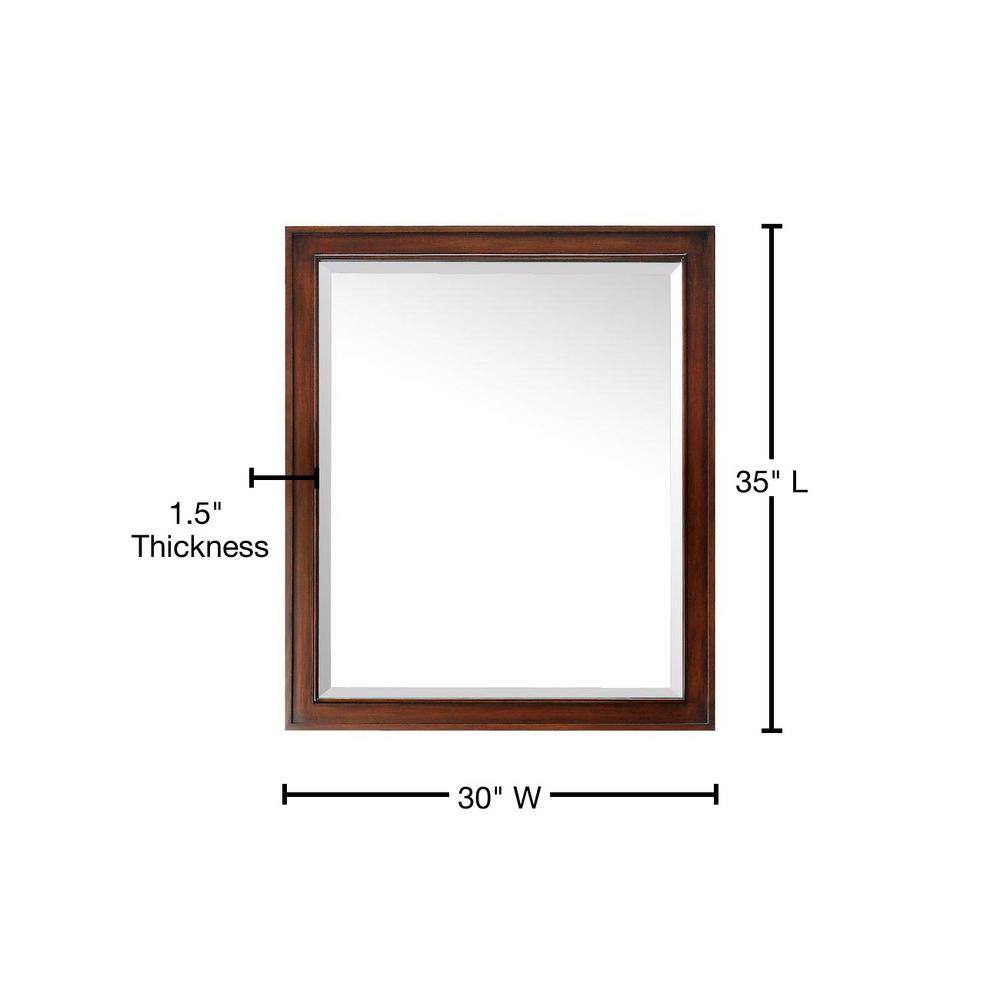 Walnut Rectangular Wood Framed Bathroom Vanity Mirror