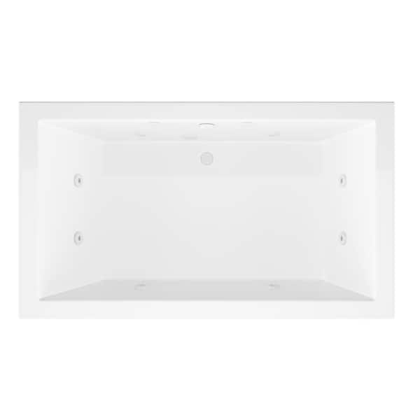 Sapphire Series 72 in. x 42 in. Rectangular Whirlpool Bathtub with Center Drain and V-Style Back Jets in Glossy White