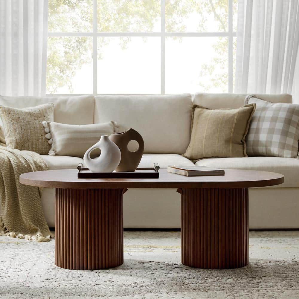 JAYDEN CREATION Roland Walnut 53 in. W Modern MDF Oval