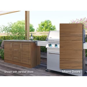 Miami Teak 14-Piece 55.25 in. x 34.5 in. x 25.5 in. Outdoor Kitchen Cabinet Island Set