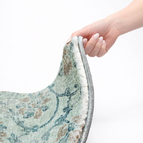 Dream Shag Premium Machine Washable Abstract ADS762 Teal 10 ft. x 14 ft. Area Rug