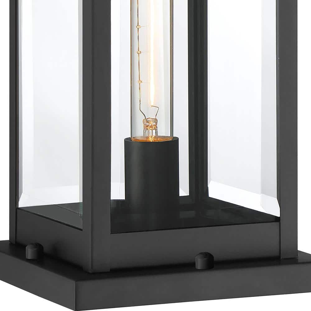 Westover Black Steel Outdoor Post Lantern with Glass Shade