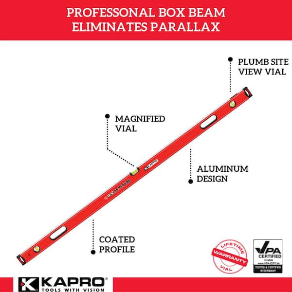 72 in. Professional Aluminum Box Level with Magnified Vial and Plumb Site