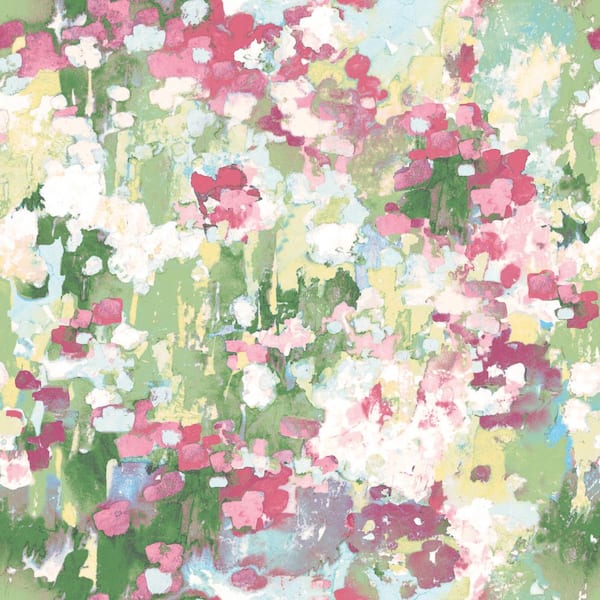 Waverly Pink Abstract Garden Matte Finish Peel and Stick Vinyl Wallpaper