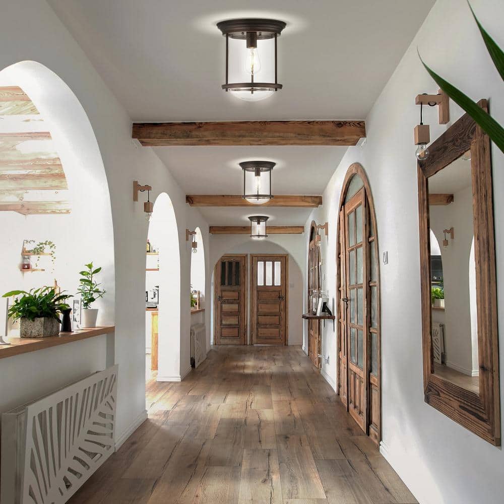 Harbor-Inspired 10.25" Oil Rubbed Bronze Glass LED Ceiling Light