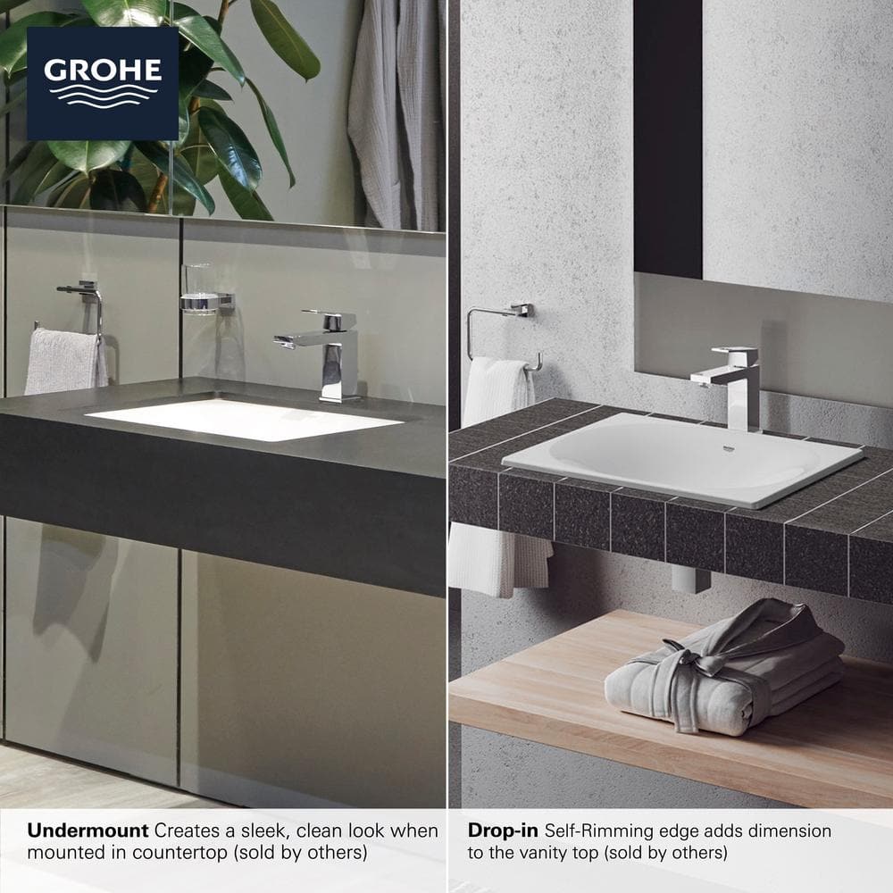 Alpine White Ceramic Rectangular Undermount Bathroom Sink