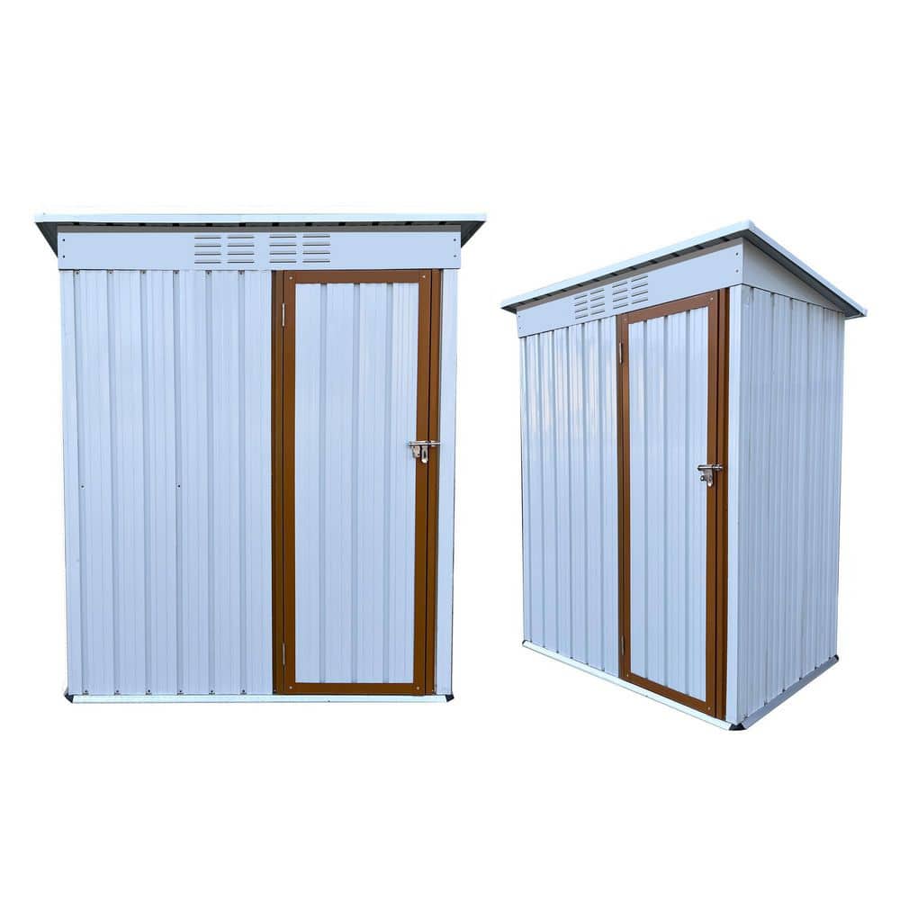 5 ft. W x 3 ft. D White Plus Yellow Metal Shed Outdoor Storage w/Single Doo