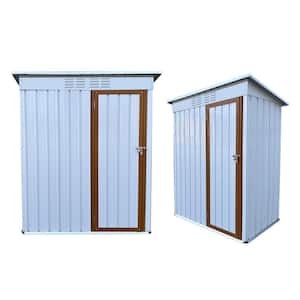 5 ft. W x 3 ft. D White Plus Yellow Metal Shed Outdoor Storage w/Single Door & Vent (15 sq. ft.) for Garden and Backyard