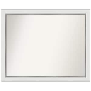 Medium Rectangle Satin White Silver Casual Mirror (25 in. H x 31 in. W)