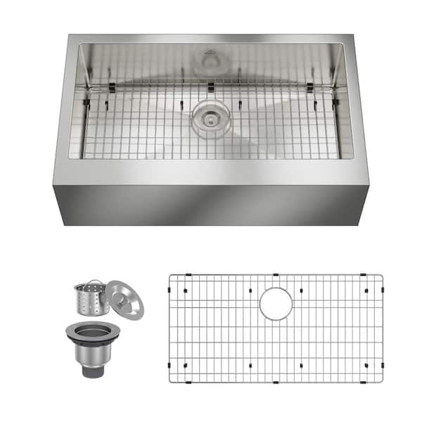 CASAINC Farmhouse Apron-Front Stainless Steel 36 in. Single Bowl Kitchen Sink