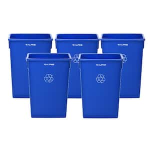 23 Gal. Blue Heavy Duty Plastic Slim Recycling Bin Receptacle (5-Pack)