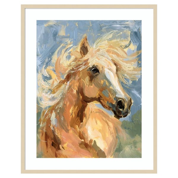 Amanti Art Palomino in the Wind I by Victoria Barnes 33 in. W x 41 in. H. Wood Framed Wall Art Print Framed in Brown