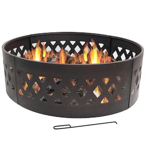 36 in. Dia Round Steel Crossweave Wood Burning Campfire Ring