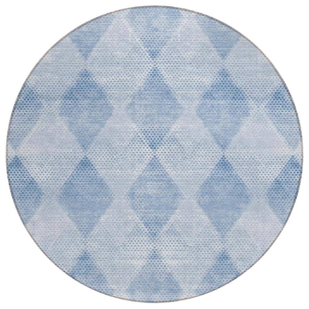 Blue 8 ft. Round Woven Geometric Round Indoor/Outdoor Area Rug price history on PriceWatchPro