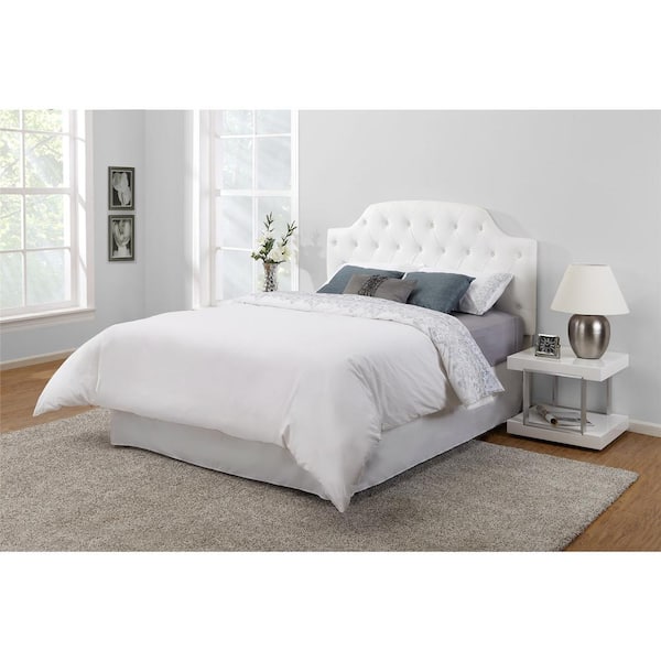 Dorel Living Lyric White Queen/Full Button Tufted Faux Leather Headboard