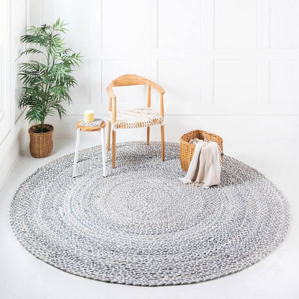 Extra Large Braided Chindi Round Rugs, Dining Room Area Carpet, 5 Feet  Round Office Floor Rug 