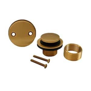 Toe Touch Bath Tub Drain Conversion Kit with 2-Hole Overflow Plate, Brushed Bronze