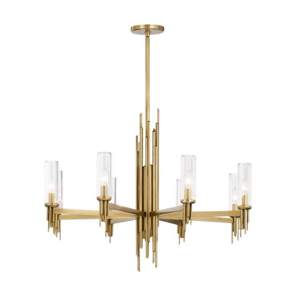Torres 36 in. 8 Light 40-Watt Ribbed Glass/Vintage Brass Chandelier