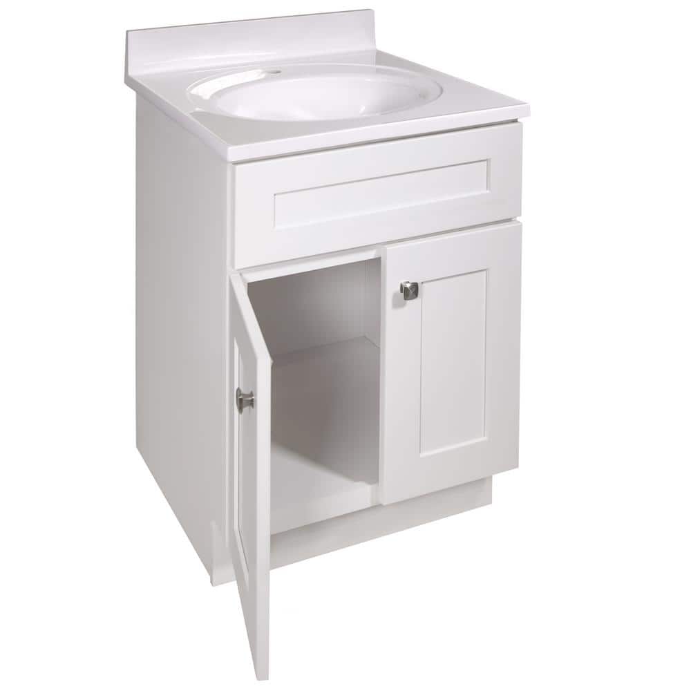 Brookings 25 Inch White Bathroom Vanity with Cultured Marble Top
