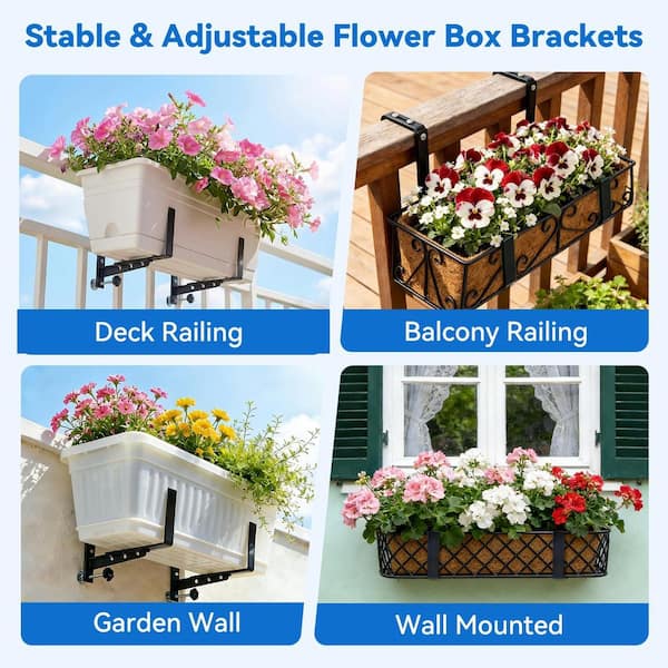 SenQWFa Metal Adjustable Window Box Bracket with Heavy Duty Wall