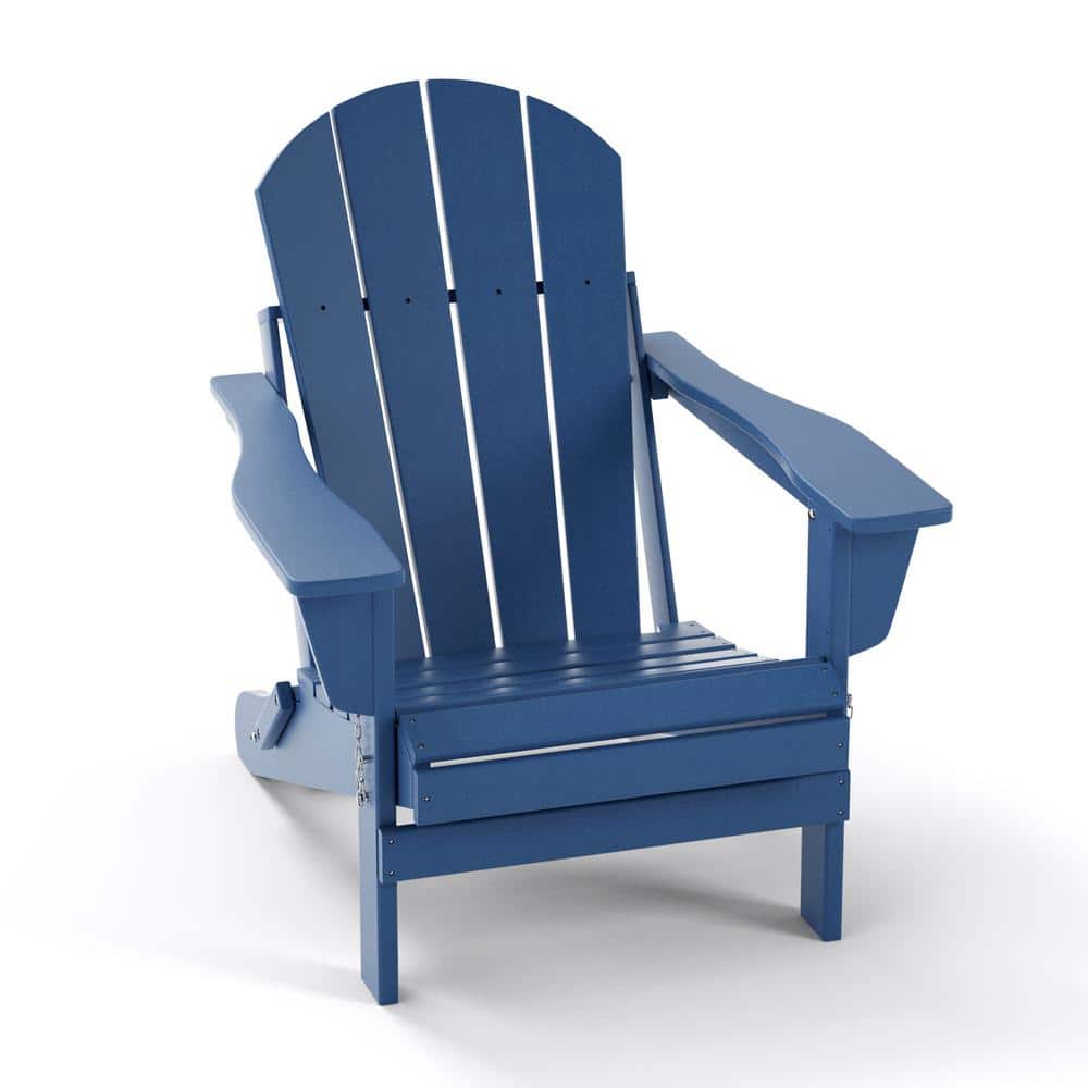 TIRAMISUBEST Navy Blue Folding Adirondack Chair (Set of 1