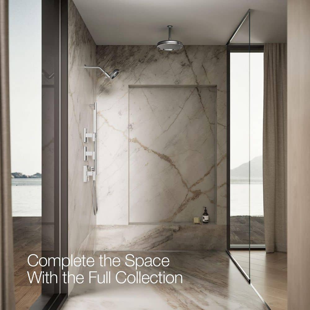 Polished Chrome Adjustable Height Wall Mounted Showerhead