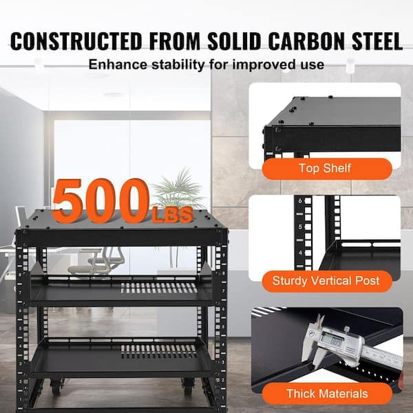SKYSHALO 9U Open Frame Server Rack 23 in. Steel Household Shelving