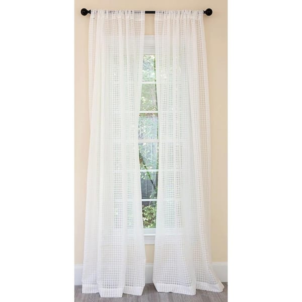 Manor Luxe White Buffalo Check Rod Pocket Sheer Curtain - 52 in. W