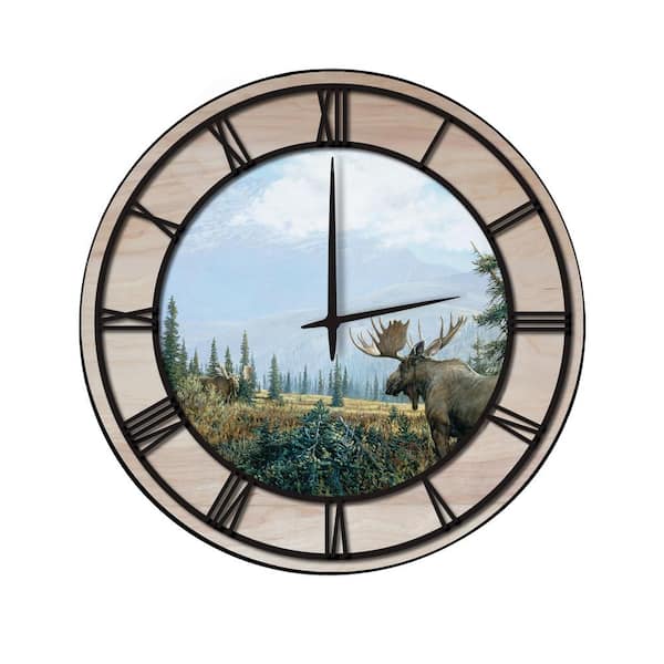 Unbranded "Showdown" Woodgrain Accent and Black Numbers Imaged Wall Clock