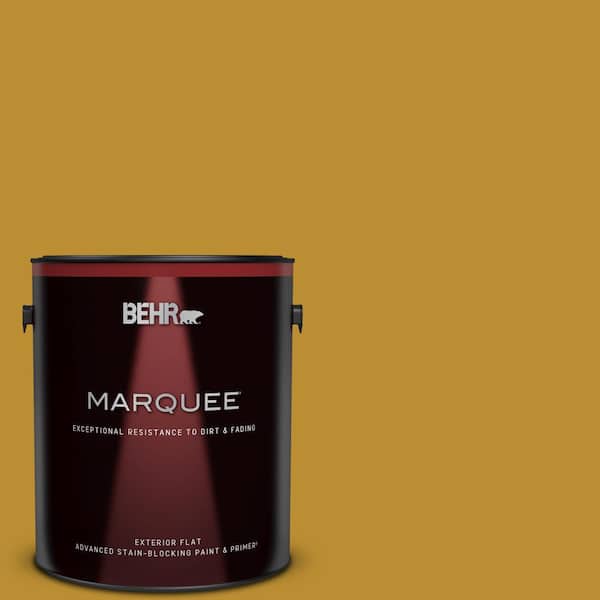 BEHR MARQUEE 1 gal. #360D-7 Brown Mustard Flat Exterior Paint & Primer
