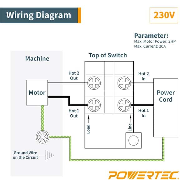 Powertec 110 220 Volt Single Phase On, 220 Volt Single Phase Motor Wiring Diagram