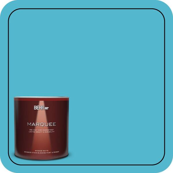 BEHR MARQUEE 1 qt. #520B-5 Liquid Blue Matte Interior Paint & Primer