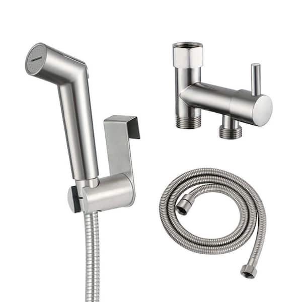 1 Handle Bidet Faucet with Handle Wall Mount Bidet Sprayer for Toilet in Brushed Nickel