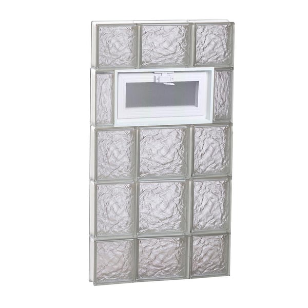 Clearly Secure 19.25 in. x 34.75 in. x 3.125 in. Frameless Ice Pattern Vented Glass Block Window