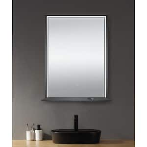 24 in. W x 32 in. H Rectangular Aluminum Framed LED Bluetooth Wall Mount Bathroom Vanity Mirror in Matte Black