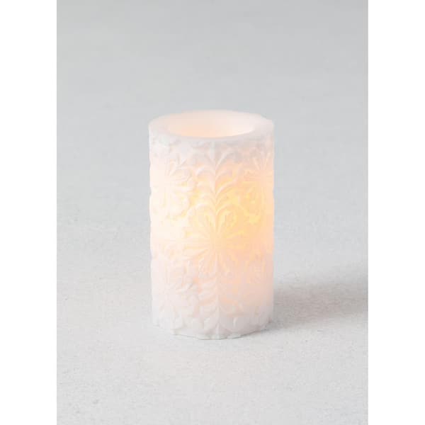 SULLIVANS 5 in. Snowflake Carved LED Pillar Candle