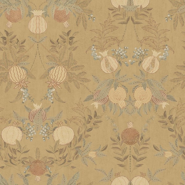 CHRIS LOVES JULIA 8 in. x 10 in. Melograno Beige Damask Peel and Stick Wallpaper Sample