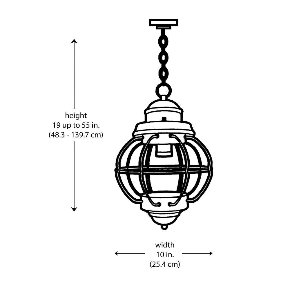 Black Seeded Glass Nautical Outdoor Hanging Lantern