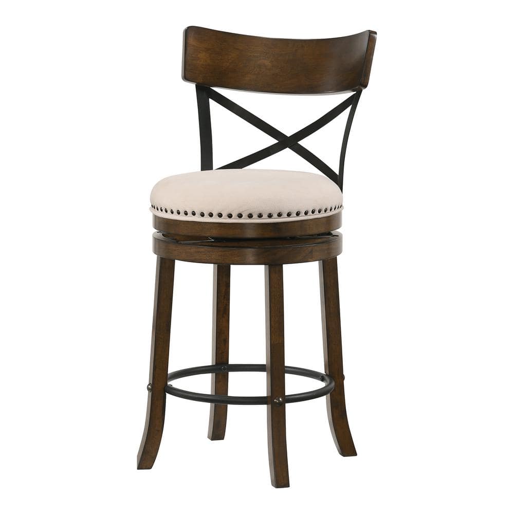 Furniture of America Eldare 39.75 in. Live Edge Oak and Black Low Back Wood  Counter Height Bar Stool (Set of 2) IDF-BR1855A-24 - The Home Depot