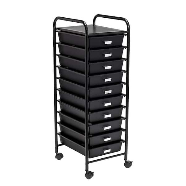Plastic Rolling 10 Drawer Cart, Rolling Storage Containers Drawers
