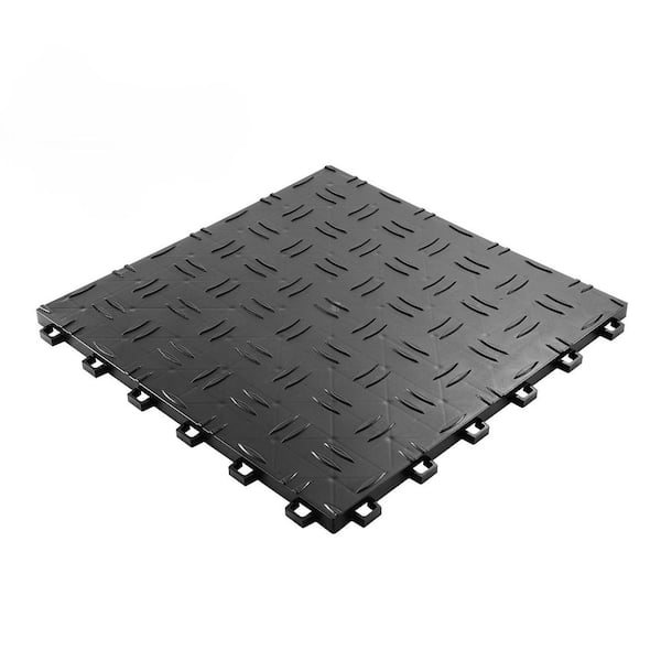12 x 12 x 0.53 in. Garage Tiles, 50 Pack, Non-Slip Interlocking, Double-Sided Texture, for Garages and Shops