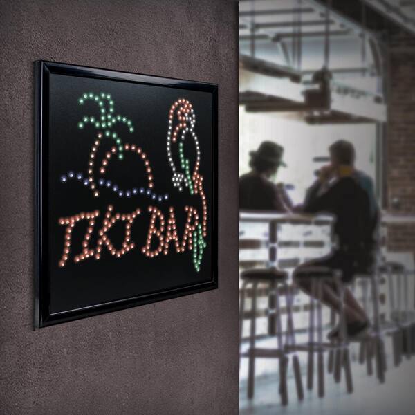 Crystal Art Gallery Tiki Bar Palm Tree Parrot Framed LED Sign