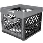 CleverMade MilkCrates Durable Plastic Stackable 25L Collapsible Utility Crate, Black (3-Pack)