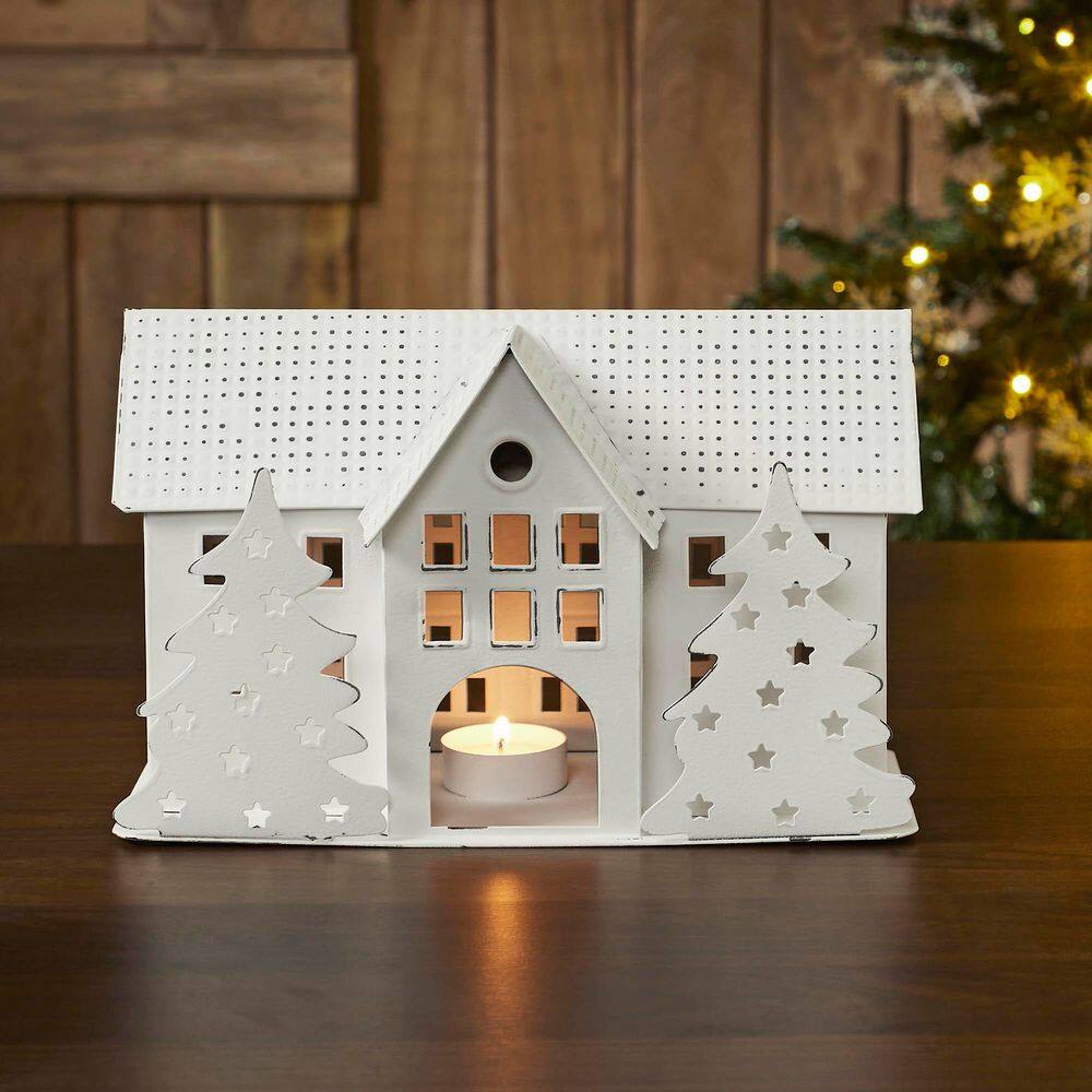 Metal Village House B Antique White Tealight Holder 1-Pack price history on PriceWatchPro
