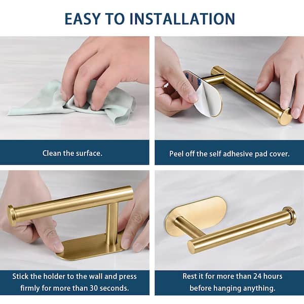 Tileon Stainless Steel Wall-Mount Single Post Toilet Paper Holder in Brushed Gold